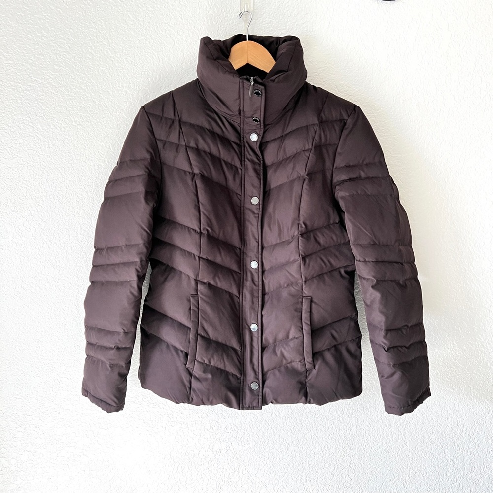Kenneth Cole Reaction Brown Puffer Down Zip Up Jacket Size Small
